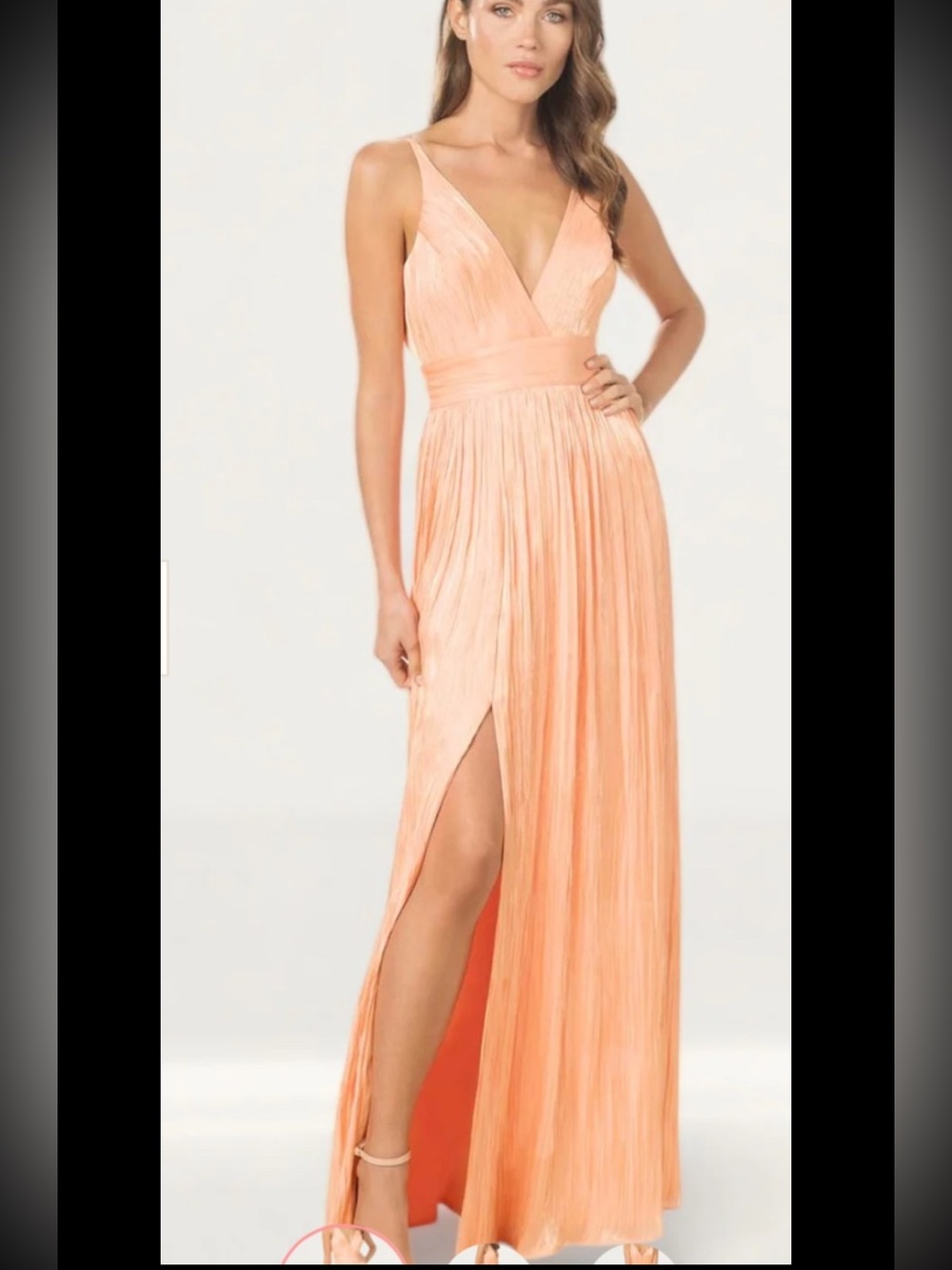 Dress The Population Danae Peach Satin Maxi Dress,sz XS, New